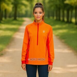 Bjorn Daehlie Orange Red Half Zip Windbreaker Running Pullover Jacket Size L